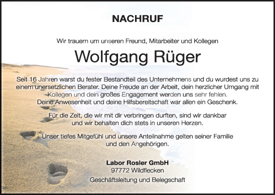 Anzeige von Wolfgang Rüger von MGO