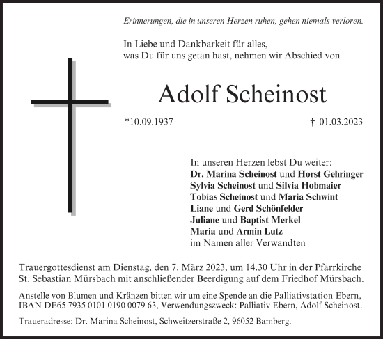 Anzeige von Adolf Scheinost von MGO