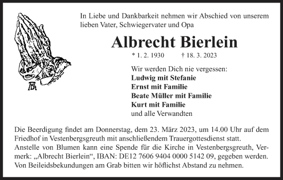 Anzeige von Albrecht Bierlein von MGO