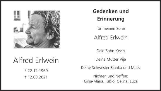 Anzeige von Alfred Erlwein von MGO
