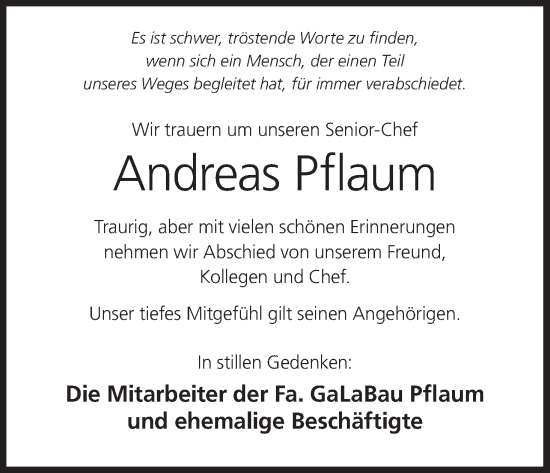 Anzeige von Andreas Pflaum von MGO