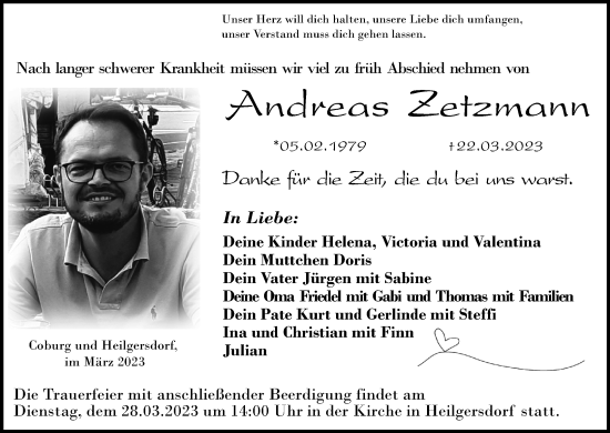 Anzeige von Andreas Zetzmann von MGO
