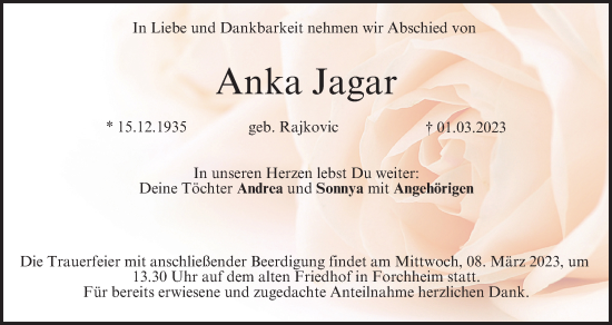 Anzeige von Anka Jagar von MGO