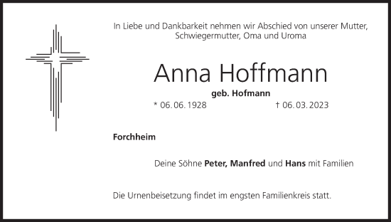 Anzeige von Anna Hoffmann von MGO