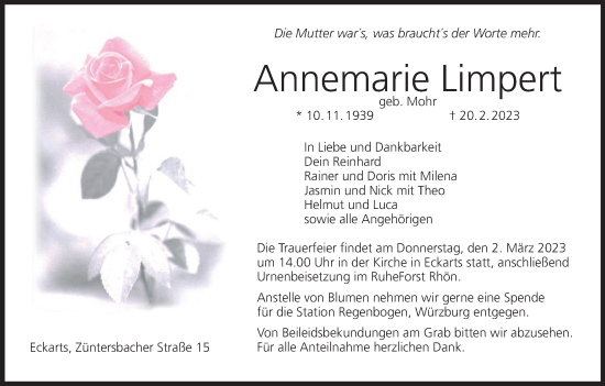 Anzeige von Annemarie Limpert von MGO