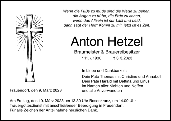 Anzeige von Anton Hetzel von MGO