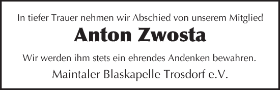 Anzeige von Anton Zwosta von MGO