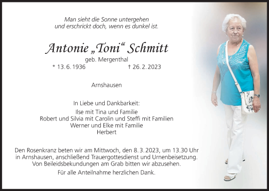 Anzeige von Antonie Schmitt von MGO