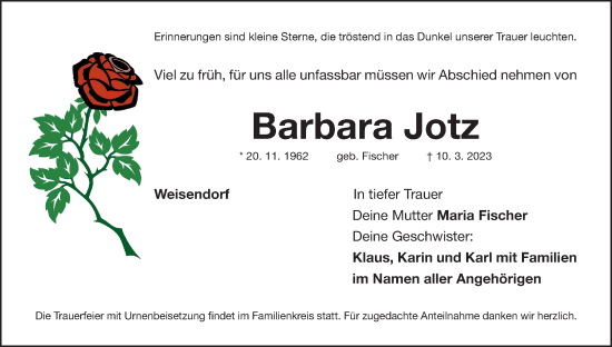 Anzeige von Barbara Jotz von MGO