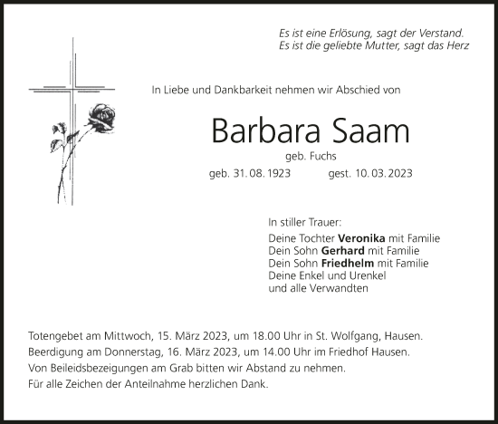 Anzeige von Barbara Saam von MGO
