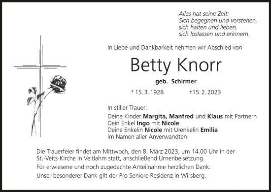Anzeige von Betty Knorr von MGO