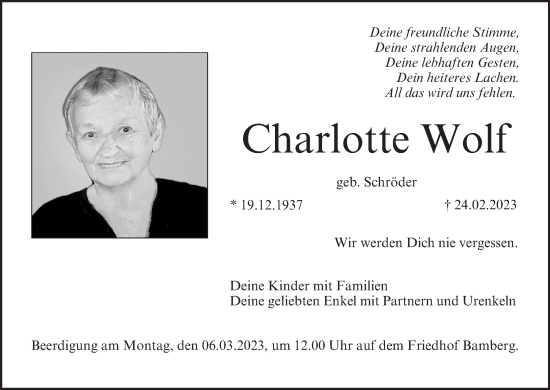 Anzeige von Charlotte Wolf von MGO