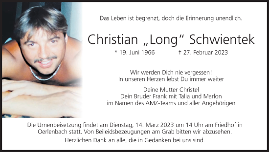 Anzeige von Christian Schwientek von MGO