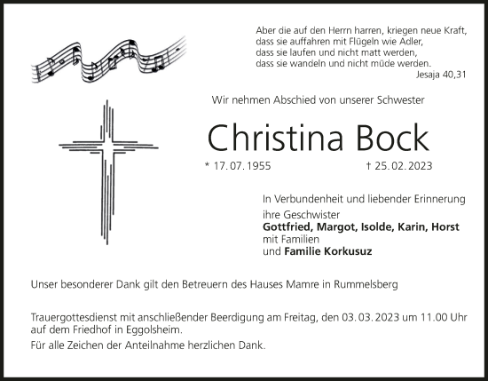 Anzeige von Christina Bock von MGO