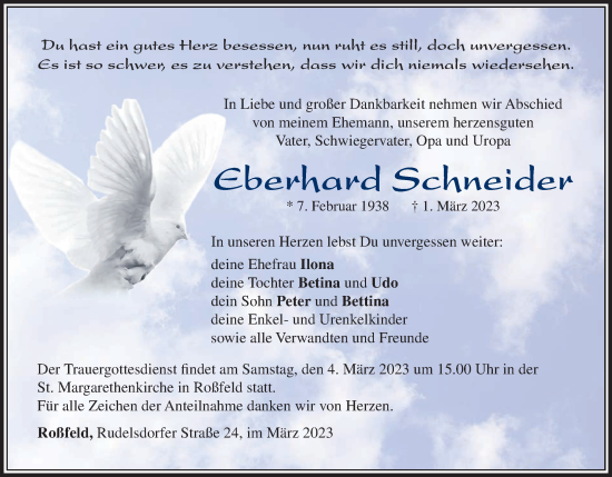 Anzeige von Eberhard Schneider von MGO