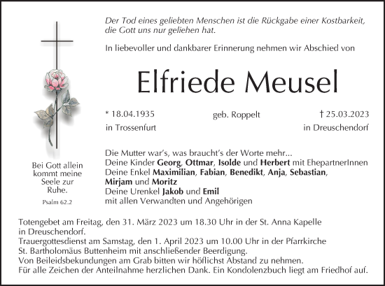 Anzeige von Elfriede Meusel von MGO