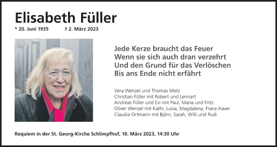 Anzeige von Elisabeth Füller von MGO