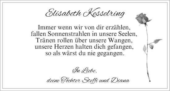 Anzeige von Elisabeth Kesselring von MGO