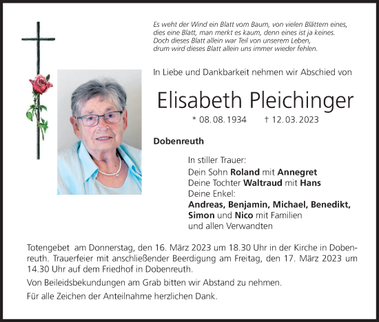 Anzeige von Elisabeth Pleichinger von MGO