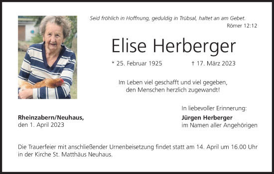 Anzeige von Elise Herberger von MGO