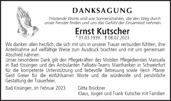Anzeige von Ernst Kutscher von MGO