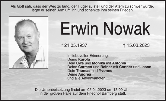Anzeige von Erwin Nowak von MGO