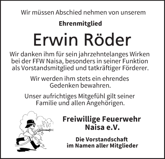 Anzeige von Erwin Röder von MGO