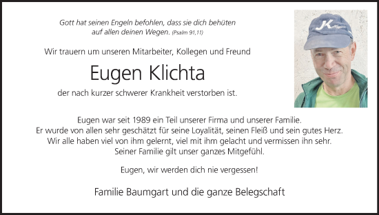 Anzeige von Eugen Klichta von MGO