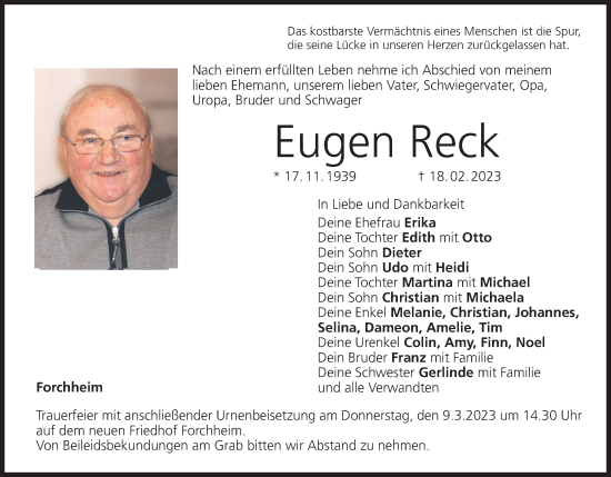 Anzeige von Eugen Reck von MGO