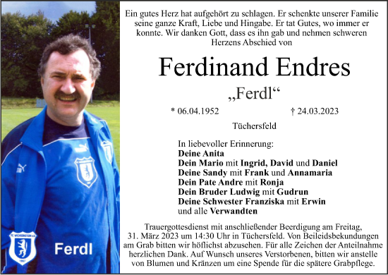 Anzeige von Ferdinand Endres von MGO