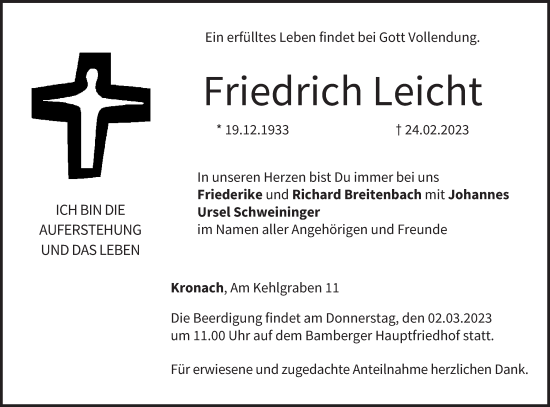 Anzeige von Friedrich Leicht von MGO