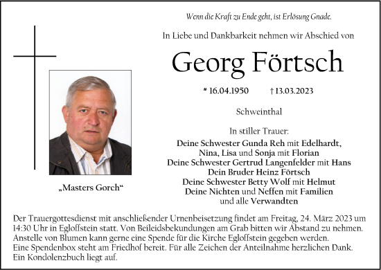 Anzeige von Georg Förtsch von MGO