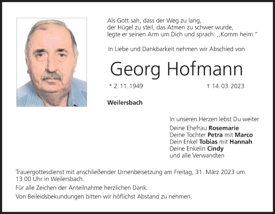 Anzeige von Georg Hofmann von MGO