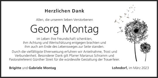Anzeige von Georg Montag von MGO