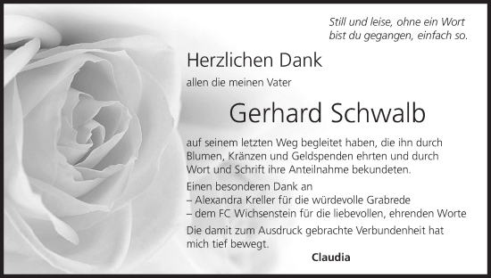 Anzeige von Gerhard Schwalb von MGO