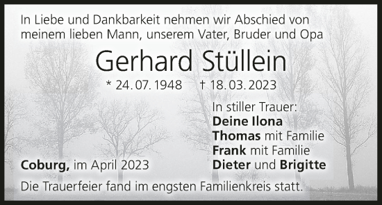 Anzeige von Gerhard Stüllein von MGO