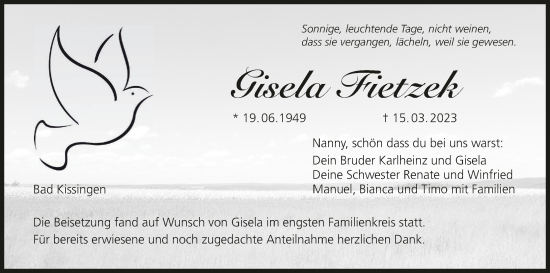 Anzeige von Gisela Fitzek von MGO