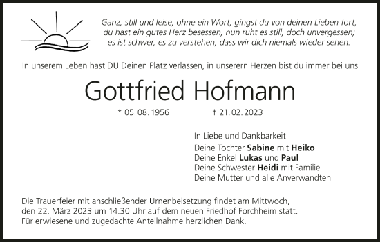 Anzeige von Gottfried Hofmann von MGO