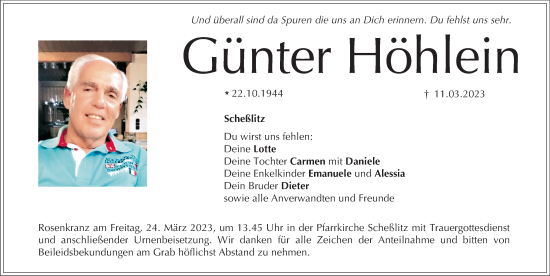 Anzeige von Günter Höhlein von MGO