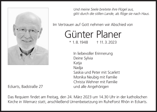 Anzeige von Günter Planer von MGO