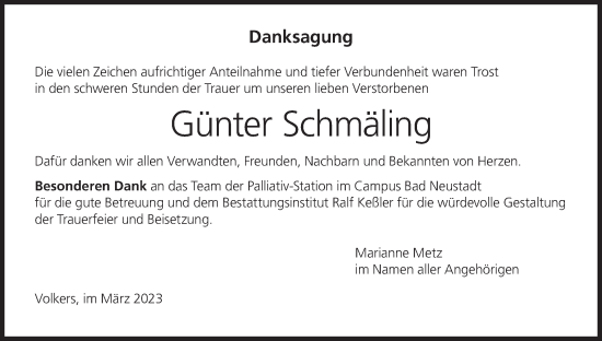 Anzeige von Günter Schmäling von MGO