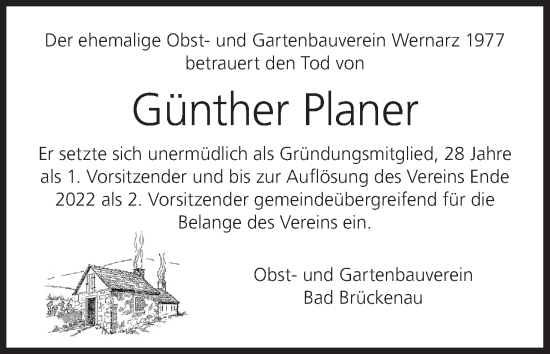 Anzeige von Günther Planer von MGO