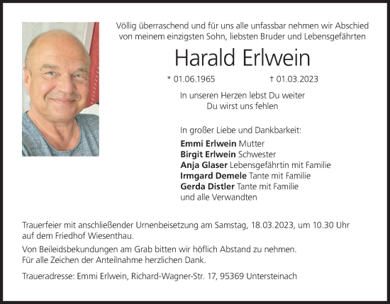 Anzeige von Harald Erlwein von MGO