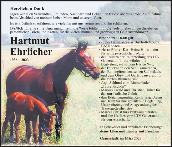 Anzeige von Hartmut Ehrlicher von MGO