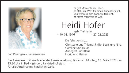 Anzeige von Heidi Hofer von MGO