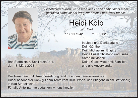 Anzeige von Heidi Kolb von MGO