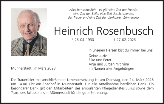 Anzeige von Heinrich Rosenbusch von MGO