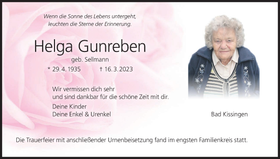 Anzeige von Helga Gunreben von MGO