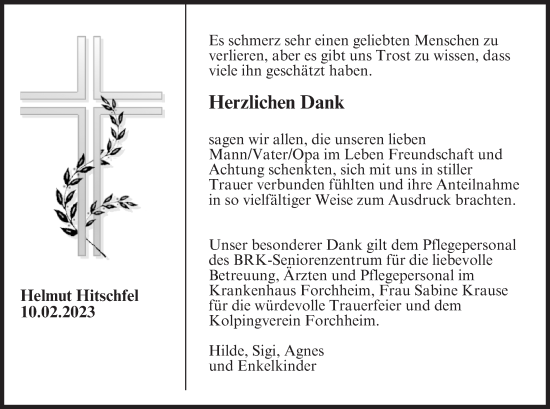 Anzeige von Helmut Hitschfel von MGO