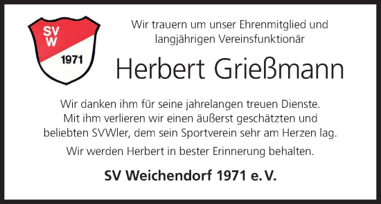 Anzeige von Herbert Grießmann von MGO